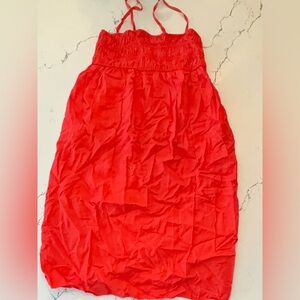 Elegant Red Women's Smocked Dress